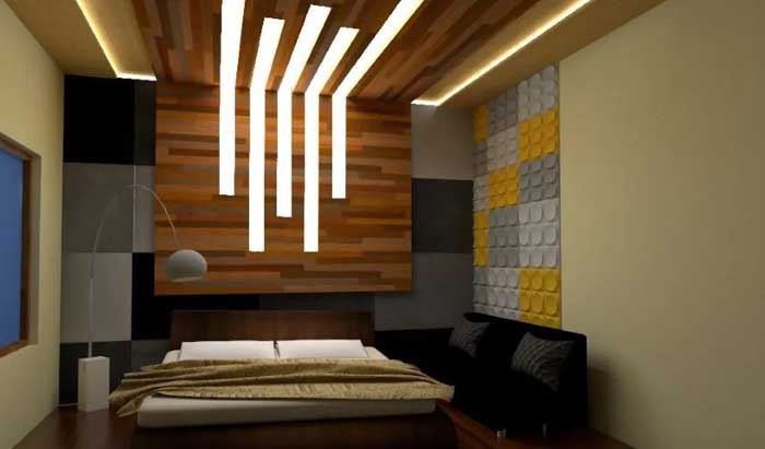 desain plafon kamar tidur 3x3 menyatu dengan dinding